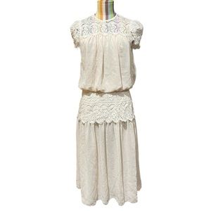 Vintage Niki Cream Midi Lace Dress 0907